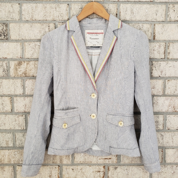 Anthropologie Jackets & Blazers - Anthropologie Cartonnier Stripe Linen Blend Blazer